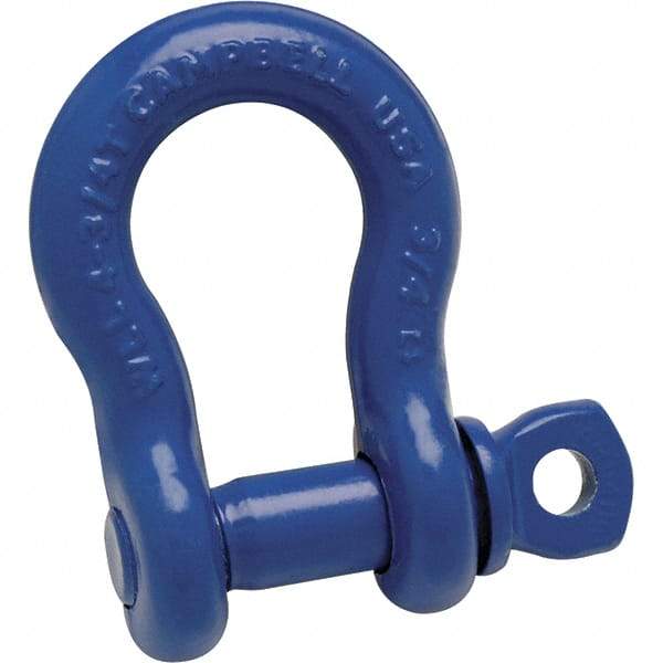 Campbell - 1-1/2" Nominal Chain Size, 17 Ton Carbon Steel Screw Anchor Shackle - 1-5/8" Pin Diam, 2-3/8" Wide Inside Jaw, 3-7/8" Inside Width, 3-1/2" Max Body Thickness - A1 Tooling