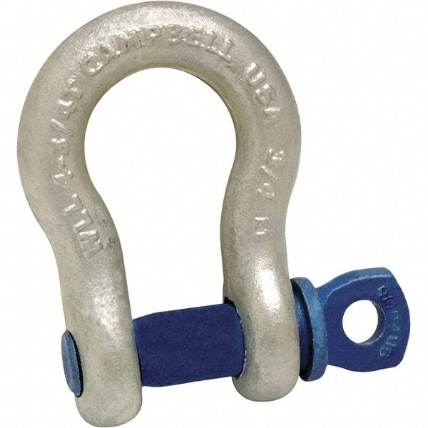 Campbell - 1-1/2" Nominal Chain Size, 17 Ton Carbon Steel Screw Anchor Shackle - 1" Pin Diam, 2-3/8" Wide Inside Jaw, 3-7/8" Inside Width, 3-1/2" Max Body Thickness - A1 Tooling