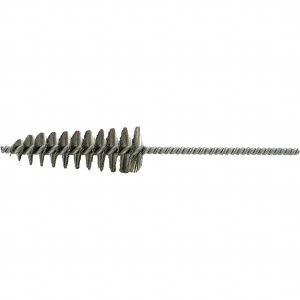 Brush Research Mfg. - 1-5/8" Diam Helical Stainless Steel Tube Brush - Single Spiral, 0.006" Filament Diam, 4-1/2" Brush Length, 10" OAL, 0.292" Diam Galvanized Steel Shank - A1 Tooling