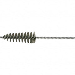 Brush Research Mfg. - 1-5/8" Diam Helical Stainless Steel Tube Brush - Single Spiral, 0.006" Filament Diam, 4-1/2" Brush Length, 10" OAL, 0.292" Diam Galvanized Steel Shank - A1 Tooling