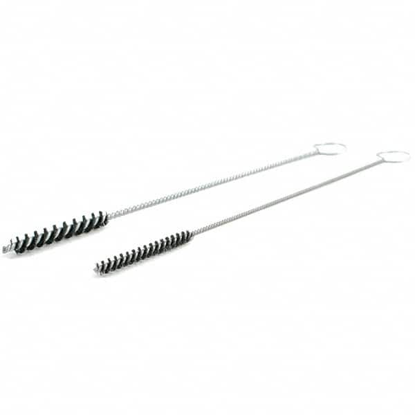 Brush Research Mfg. - 5/16" Diam Helical Nylon Tube Brush - Single Spiral, 0.008" Filament Diam, 2" Brush Length, 10" OAL, Galvanized Steel Shank - A1 Tooling