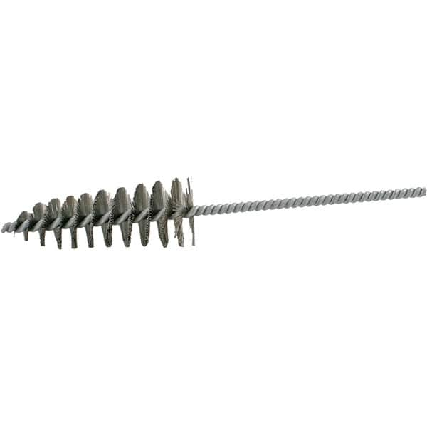 Brush Research Mfg. - 1-3/4" Diam Helical Steel Tube Brush - Single Spiral, 0.012" Filament Diam, 4-1/4" Brush Length, 10" OAL, 0.292" Diam Galvanized Steel Shank - A1 Tooling