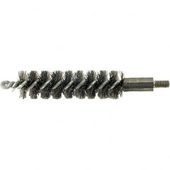 Brush Research Mfg. - 3/8" Diam Helical Steel Tube Brush - Single Spiral, 0.006" Filament Diam, 2" Brush Length, 2-9/16" OAL, 0.14" Diam Galvanized Steel Shank - A1 Tooling