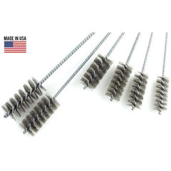 Brush Research Mfg. - 3" Diam Helical Stainless Steel Tube Brush - Single Spiral, 0.012" Filament Diam, 0.012" Brush Length, 18" OAL, 0.292" Diam Galvanized Steel Shank - A1 Tooling