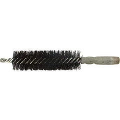 Brush Research Mfg. - 9/16" Diam Helical Nylon Tube Brush - Single Spiral, 0.01" Filament Diam, 2" Brush Length, 2-9/16" OAL, 0.14" Diam Galvanized Steel Shank - A1 Tooling