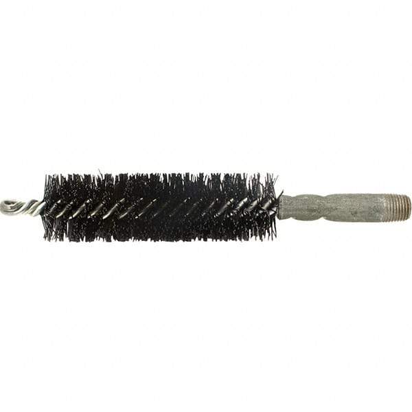 Brush Research Mfg. - 5/16" Diam Helical Nylon Tube Brush - Single Spiral, 0.01" Filament Diam, 2" Brush Length, 2.9" OAL, 0.14" Diam Galvanized Steel Shank - A1 Tooling