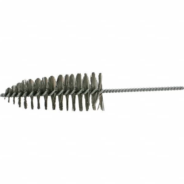 Brush Research Mfg. - 2-1/2" Diam Helical Steel Tube Brush - Single Spiral, 0.012" Filament Diam, 6-1/2" Brush Length, 12" OAL, 0.292" Diam Galvanized Steel Shank - A1 Tooling