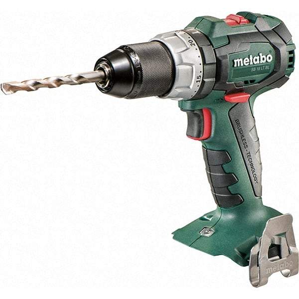 Metabo - 18 Volt 1/16 to 1/2" Keyless Chuck Cordless Hammer Drill - 31950 BPM, 600 to 2,100 RPM, Reversible, Pistol Grip Handle - A1 Tooling