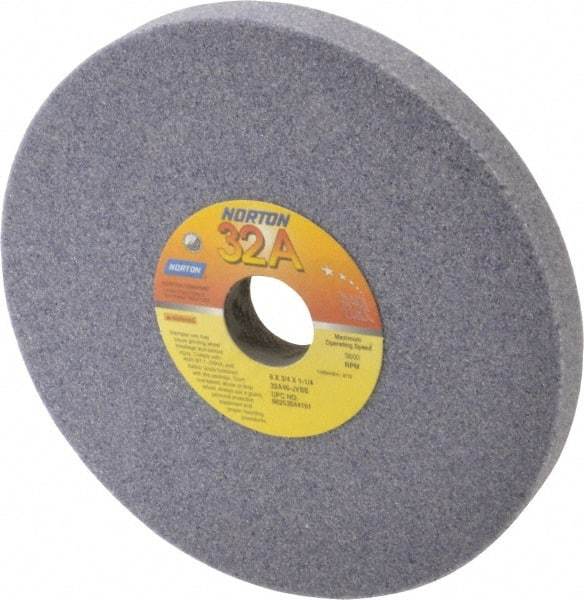 Norton - 8" Diam x 1-1/4" Hole x 3/4" Thick, J Hardness, 46 Grit Surface Grinding Wheel - Aluminum Oxide, Type 1, Coarse Grade, 3,600 Max RPM, Vitrified Bond, No Recess - A1 Tooling