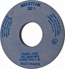 Norton - 14" Diam x 5" Hole x 1" Thick, J Hardness, 80 Grit Surface Grinding Wheel - Aluminum Oxide, Type 1, Medium Grade, 1,800 Max RPM, Vitrified Bond, No Recess - A1 Tooling