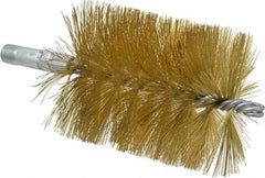 Schaefer Brush - 4-1/2" Brush Length, 3-1/2" Diam, Double Stem, Single Spiral Tube Brush - 8" Long, Brass, 1/4" NPSM Male Connection - A1 Tooling