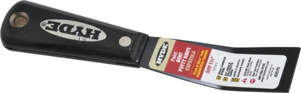 Hyde Tools - 1-1/4" Wide Steel Putty Knife - Stiff, Nylon Handle, 7.6" OAL - A1 Tooling