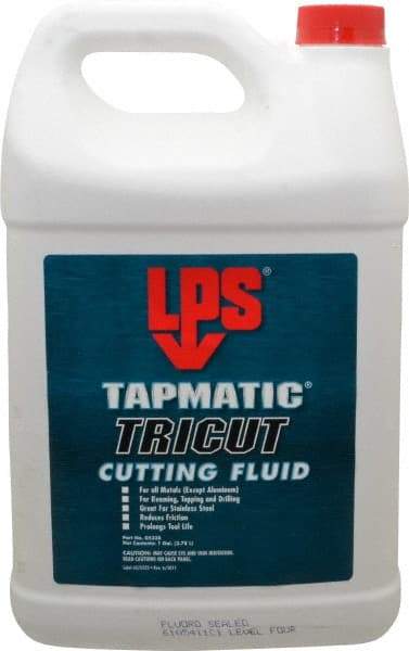 LPS - Tapmatic TriCut, 1 Gal Bottle Cutting & Tapping Fluid - Semisynthetic, For Boring, Broaching, Drawing, Drilling, Engraving, Facing, Milling, Reaming, Sawing, Stamping, Tapping, Threading, Turning - A1 Tooling