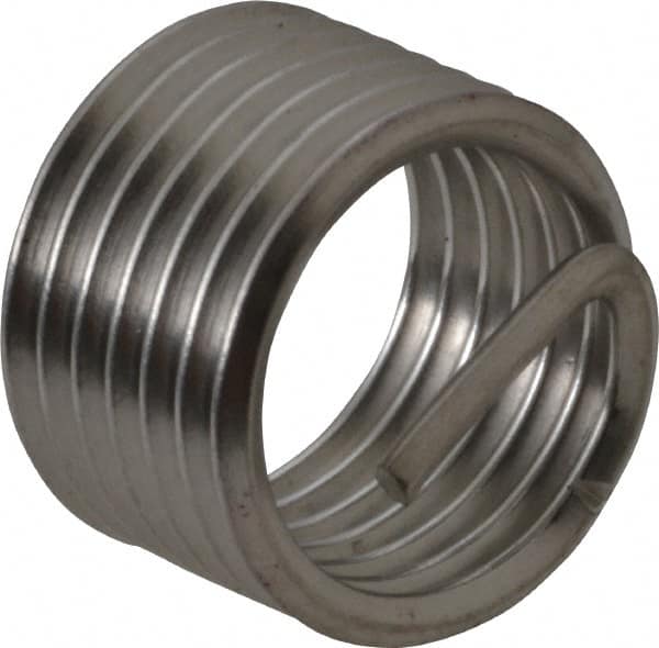 Recoil - 7/16-20 UNF, 0.438" OAL, Free Running Helical Insert - 6-5/8 Free Coils, Tanged, Stainless Steel, Bright Finish, 1D Insert Length - A1 Tooling