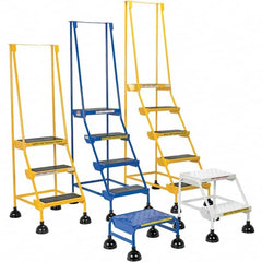 5-Step Ladder: Steel, Type IA Commercial Spring Loaded Ladder, 21-1/8″ Base Width x 47-11/16″ Base Depth, Perforated Tread