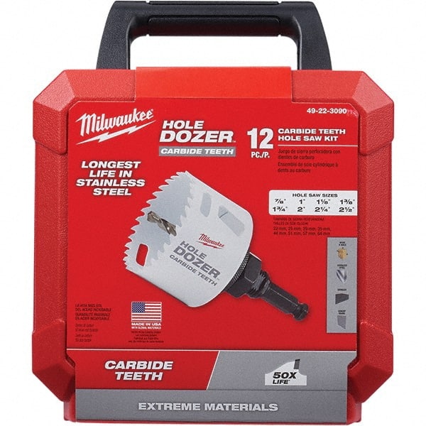 Milwaukee Tool - Hole Saw Kits Minimum Saw Diameter (Inch): 7/8 Maximum Saw Diameter (Inch): 2-1/2 - A1 Tooling