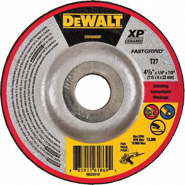 DeWALT - Depressed-Center Wheels Wheel Diameter (Inch): 5 Wheel Thickness (Inch): 1/4 - A1 Tooling