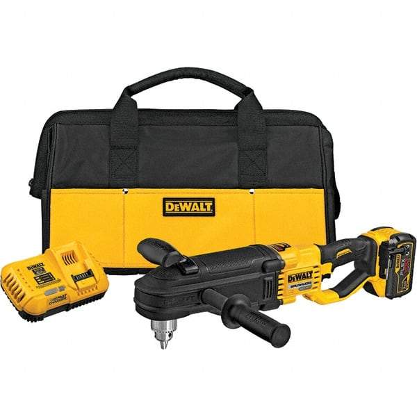 DeWALT - 60 Volt 1/2" Chuck Inline Handle Cordless Drill - 1320 RPM, Keyed Chuck, Reversible, 1 Lithium-Ion Battery Included - A1 Tooling