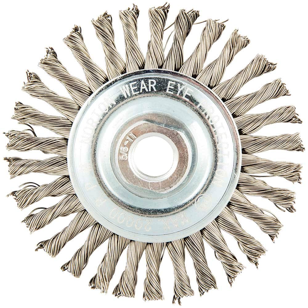 Norton - 4" OD, 5/8-11 Arbor Hole, Stringer Bead Stainless Steel Wheel Brush - A1 Tooling