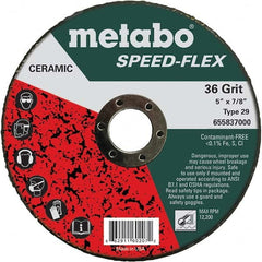 Metabo - 5" Diam, 7/8" Hole, 36 Grit Ceramic Alumina Fiber Disc - A1 Tooling