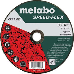 Metabo - 7" Diam, 7/8" Hole, 36 Grit Ceramic Alumina Fiber Disc - A1 Tooling