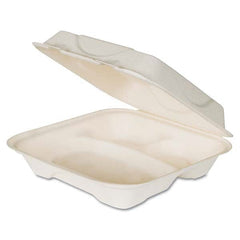 ECO PRODUCTS - Renewable and Compost Sugarcane Clamshells, 3-Compartment, 9 x 9 x 3, 50/Pack, 4 Packs/Carton - A1 Tooling