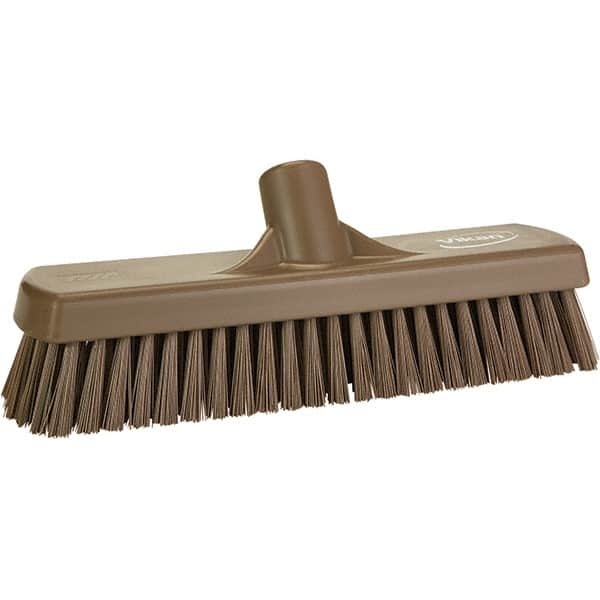 Vikan - 1.7" Bristle Length, Polyester Scrub Brush - 11-1/4" Long x 3" Wide Head, 11-1/4" OAL, Brown, Polypropylene Block - A1 Tooling