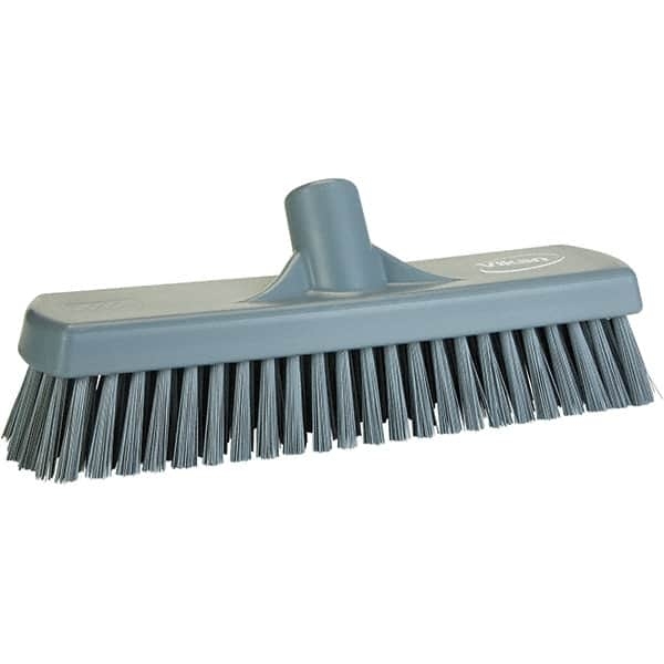 Vikan - 1.7" Bristle Length, Polyester Scrub Brush - 11-1/4" Long x 3" Wide Head, 11-1/4" OAL, Gray, Polypropylene Block - A1 Tooling