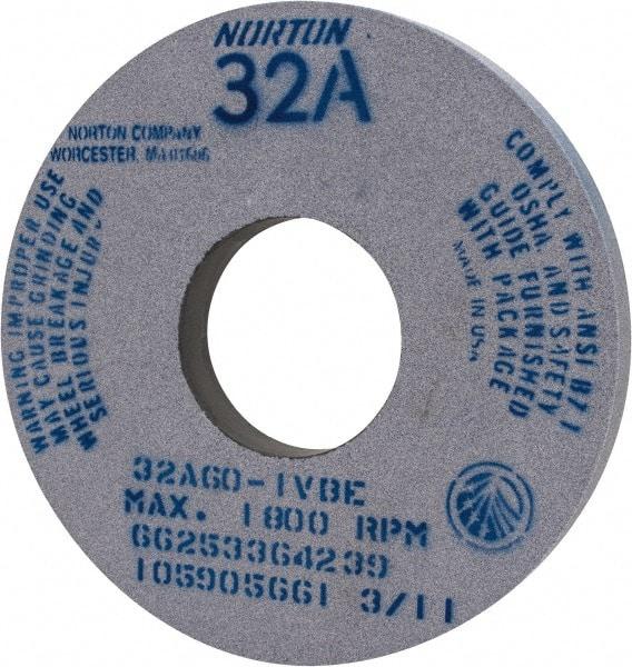 Norton - 14" Diam x 5" Hole x 1-1/2" Thick, I Hardness, 60 Grit Surface Grinding Wheel - Aluminum Oxide, Type 1, Medium Grade, 1,800 Max RPM, Vitrified Bond, No Recess - A1 Tooling