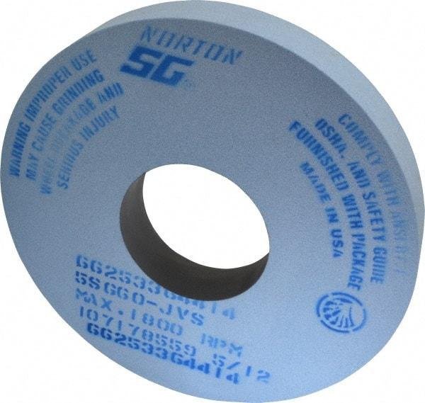 Norton - 14" Diam x 5" Hole x 2" Thick, J Hardness, 60 Grit Surface Grinding Wheel - Ceramic, Type 1, Medium Grade, 1,800 Max RPM, Vitrified Bond, No Recess - A1 Tooling