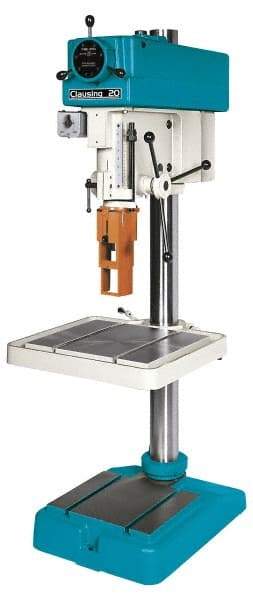 Clausing - 20" Swing, Step Pulley Drill Press - Variable Speed, 3/4 to 1-1/2 hp, Three Phase - A1 Tooling