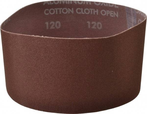 Norton - 3" Wide x 18" OAL, 120 Grit, Aluminum Oxide Abrasive Belt - Aluminum Oxide, Fine, Coated, X Weighted Cloth Backing, Series R228 - A1 Tooling