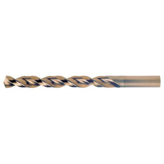 23/64 RHS / RHC HSS-CO 8% (M42) 135 Degree Split Point Q-Cobalt Wide Land Parabolic Jobber Drill - Straw / Gold Oxide - Exact Industrial Supply