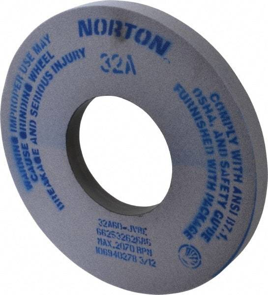 Norton - 12" Diam x 5" Hole x 1" Thick, J Hardness, 60 Grit Surface Grinding Wheel - Aluminum Oxide, Type 1, Medium Grade, 2,070 Max RPM, Vitrified Bond, No Recess - A1 Tooling