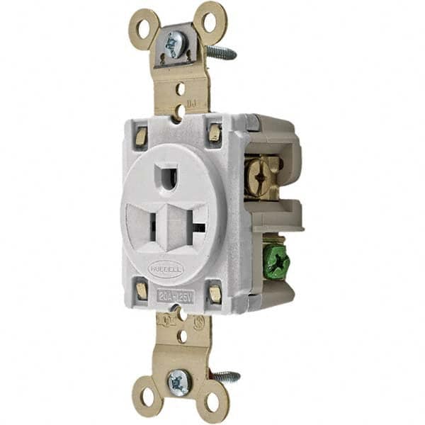 Hubbell Wiring Device-Kellems - 125V 20A NEMA 5-20R Industrial Grade White Straight Blade Single Receptacle - A1 Tooling