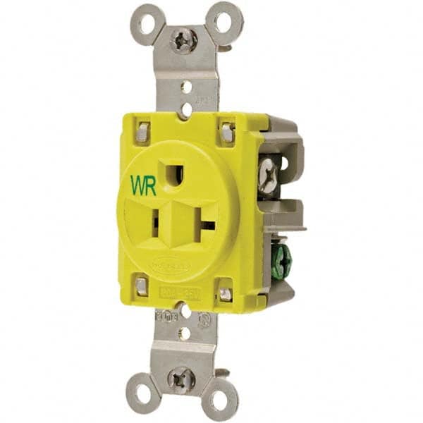 Hubbell Wiring Device-Kellems - 125V 20A NEMA 5-20R Marine Grade Yellow Straight Blade Single Receptacle - A1 Tooling