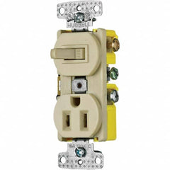 Hubbell Wiring Device-Kellems - Combination Wall Switch & Receptacles Combination Switch/Receptacle Type: Combination Outlet & Switch Color: Ivory - A1 Tooling