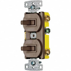 Hubbell Wiring Device-Kellems - Combination Wall Switch & Receptacles Combination Switch/Receptacle Type: Toggle Switch Color: Brown - A1 Tooling