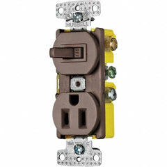 Hubbell Wiring Device-Kellems - Combination Wall Switch & Receptacles Combination Switch/Receptacle Type: Combination Outlet & Switch Color: Brown - A1 Tooling