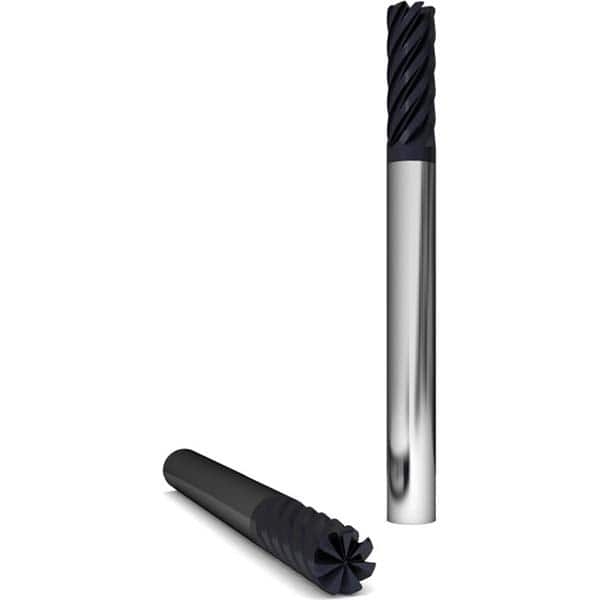 Corner Radius End Mill: 1″ Dia, 4-1/8″ LOC, 0.06″ Radius, 7 Flutes, Solid Carbide 7″ OAL, 1″ Shank Dia, 38 ° Helix, AlCr Coated, Corner Radius End, Series 2215