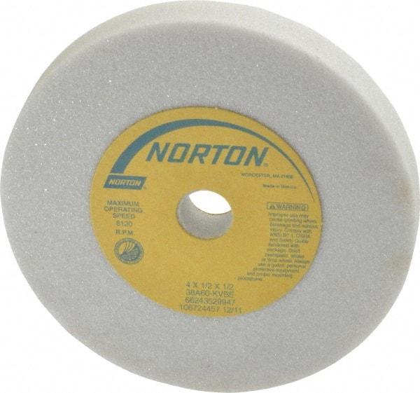 Norton - 60 Grit Aluminum Oxide Type 1 Internal Grinding Wheel - 4" Diam x 1/2" Hole x 1/2" Thick, 8,120 Max RPM, Type 1 Medium Grade, K Hardness, Vitrified Bond, One-Side Recess - A1 Tooling