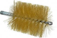 Schaefer Brush - 4-1/2" Brush Length, 4" Diam, Double Stem, Single Spiral Tube Brush - 8" Long, Brass, 1/4" NPSM Male Connection - A1 Tooling