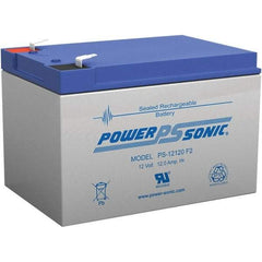 Power-Sonic - Lead-Acid, Quick-Disconnect Tab Terminal, 12 Volt, 12 Amp, Lead Rechargeable Battery - 1/4" Tab Width x 0.8mm Tab Thickness, 3.86" Wide x 3.7" High x 5.95" Deep - A1 Tooling