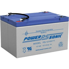 Power-Sonic - Lead-Acid, Quick-Disconnect Tab Terminal, 12 Volt, 12 Amp, Lead Rechargeable Battery - 3/16" Tab Width x 0.8mm Tab Thickness, 4" Wide x 3.7" High x 5.95" Deep - A1 Tooling