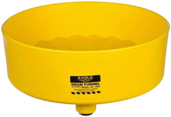 Eagle - 7" High x 18" Diam, Polyethylene, Drum Funnel with Brass Screen - 30 to 55 Gal Drum/Pail Capacity - A1 Tooling