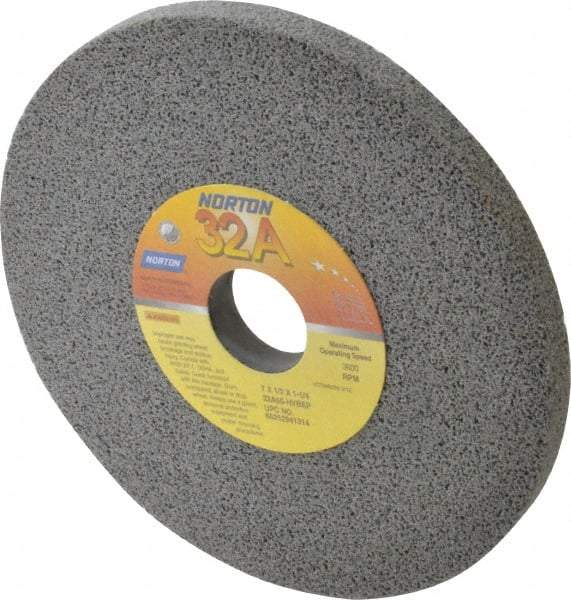 Norton - 7" Diam x 1-1/4" Hole x 1/2" Thick, H Hardness, 60 Grit Surface Grinding Wheel - Aluminum Oxide, Type 1, Medium Grade, 3,600 Max RPM, Vitrified Bond, No Recess - A1 Tooling