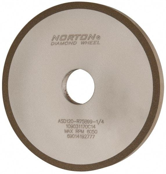 Norton - 6" Diam x 1-1/4" Hole x 1/2" Thick, 120 Grit Surface Grinding Wheel - Diamond, Type 1A1, Fine Grade, Resinoid Bond - A1 Tooling