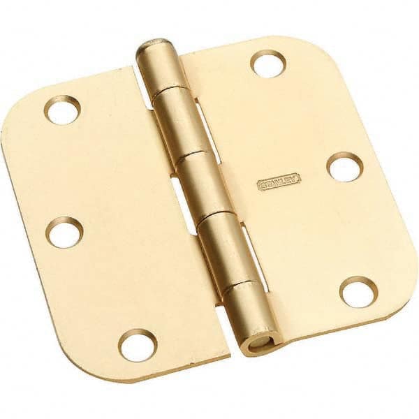 3-1/2″ Long x 3-1/2″ Wide Grade 2 Steel Full Mortise Commercial Hinge Satin Brass Finish, 5 Knuckles, 6 Holes