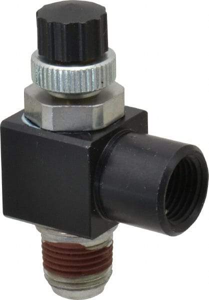 ARO/Ingersoll-Rand - 1/8" Male NPT x 1/8" Female NPT Right Angle Flow Control Valve - 0 to 150 psi & Brass Material - A1 Tooling