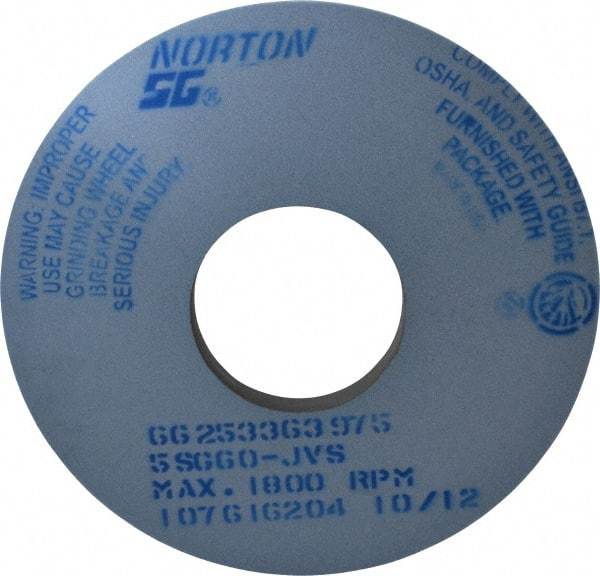 Norton - 14" Diam x 5" Hole x 1" Thick, J Hardness, 60 Grit Surface Grinding Wheel - Ceramic, Type 1, Medium Grade, 1,800 Max RPM, Vitrified Bond, No Recess - A1 Tooling